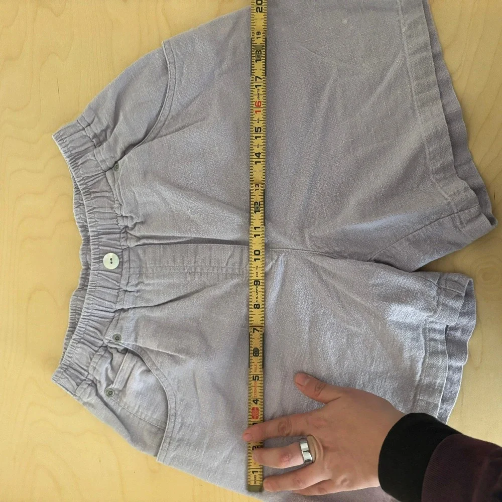 VTG Linen Cotton‎ Lavender Shorts Women Sz S Purple Elastic Waist Casual Summer